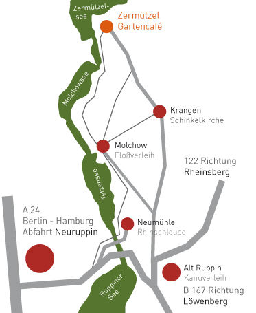 Anfahrt Gunns Gartencafé Zermützel